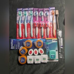 Toothbrushes & Floss Lot. Colgate Wave And Zigzag -Soft Bristles